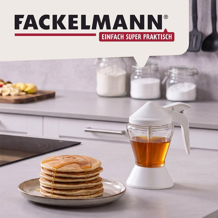 Fackelmann Honigspender, Honigtopf, Sirupbehälter zum Servieren von Honig und Sirup (Farbe: Weiss),