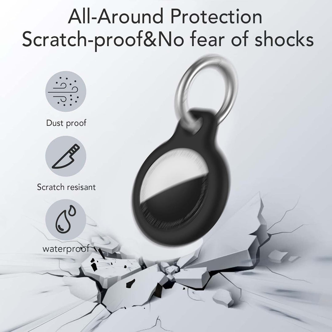 SPGUARD 4er Pack Air Tag Anhänger für Kratzschutz, wasserdichte Hülle für AirTag mit Edelstahl Keych