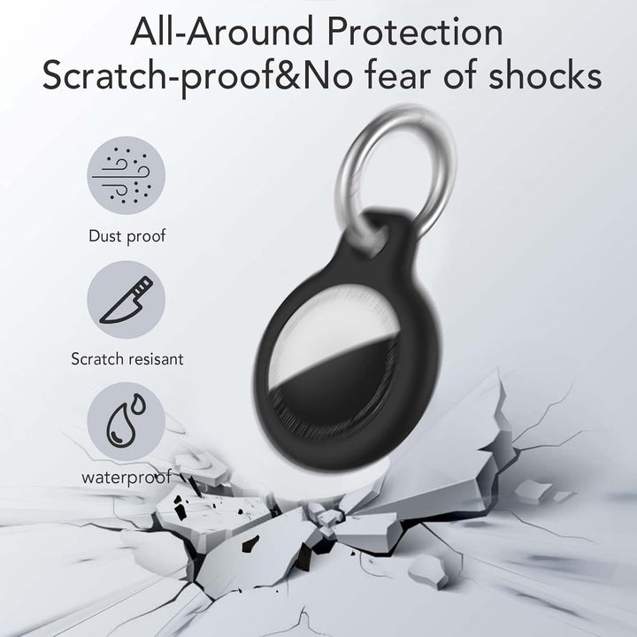 SPGUARD 4er Pack Air Tag Anhänger für Kratzschutz, wasserdichte Hülle für AirTag mit Edelstahl Keych