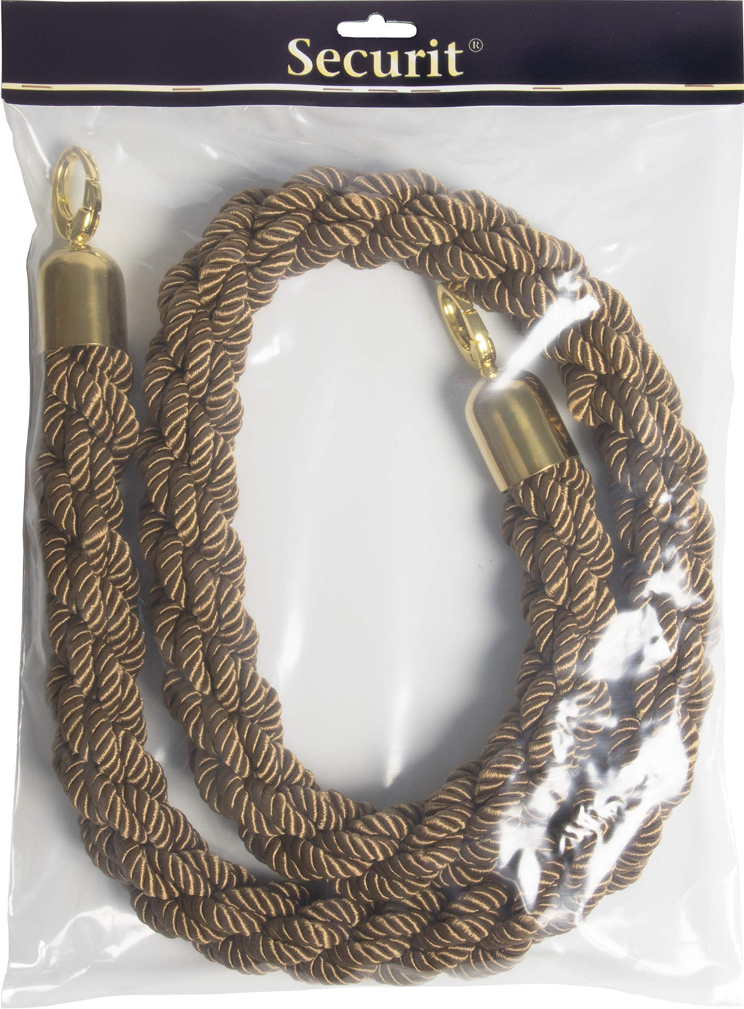 Securit Absperrsystem Classic-Seil, Bronze/Gold, Edelstahl, Braun Gold Braun, Gold Braun