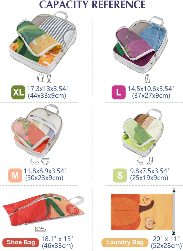 Gonex Compression Packing Cubes 6er Set, Gonex Kleidertaschen 6-teilig Verpackungswürfel, Kleidertas