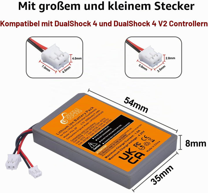PS4 Controller Akku, Pickle Power 2 x 2000mAh PS4Pro Akkus für Sony Playstation 4 Dualshock 4 V1 V2
