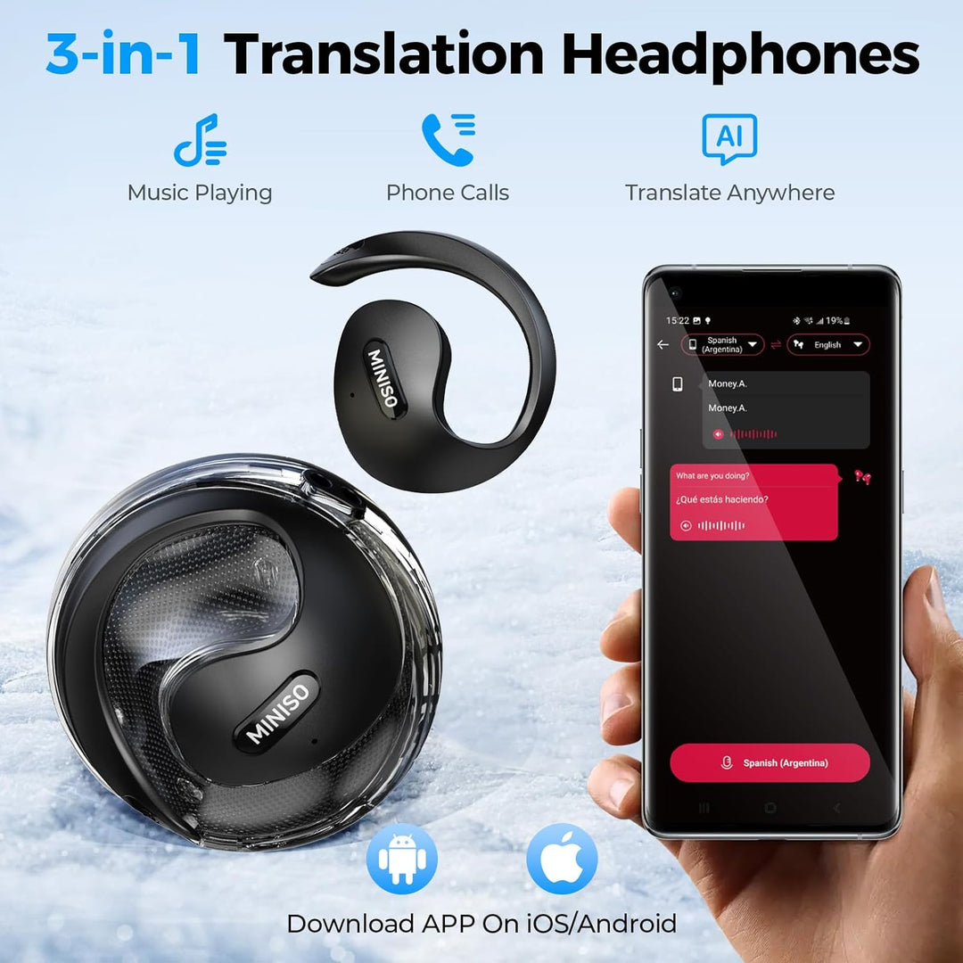 MINISO X15PRO AI Kopfhörer Übersetzer, 3-in-1-KI-Sprachübersetzer, Online-Übersetzung für 134 Sprach