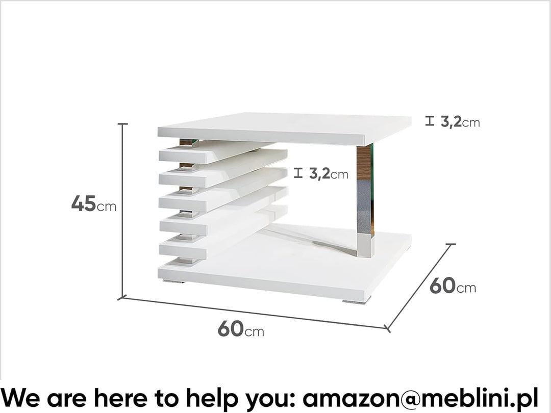 MEBLINI Kleiner Couchtisch Quadratisch mit Stauraum für Wohnzimmer - Wohnzimmertisch Modern Klein -