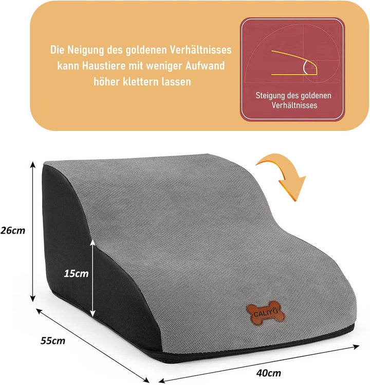 CALIYO Hundetreppe 2 Stufen, Hundetreppe für Kleine Hunde, Katzentreppe 26 cm hoch, Haustiertreppe m