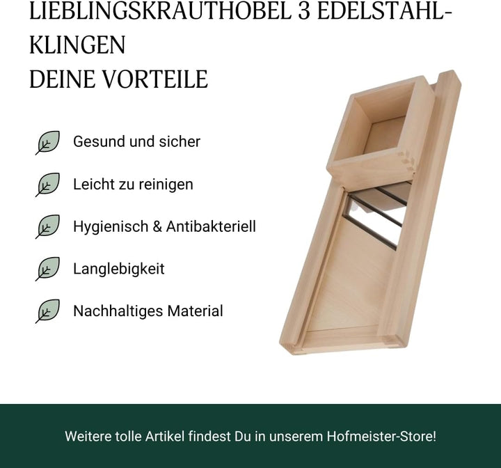 HOFMEISTER® Profi-Krauthobel Edelstahl-Klingen 80 cm - sicheres Schneiden von Weisskraut & Rotkraut