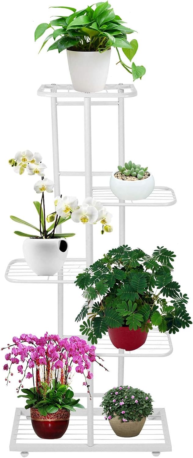 Dioche Pflanzenregal für den Haushalt, 5 Ebenen, Eisen, stehend, für Wohnzimmer, Balkon (weiss), Wei