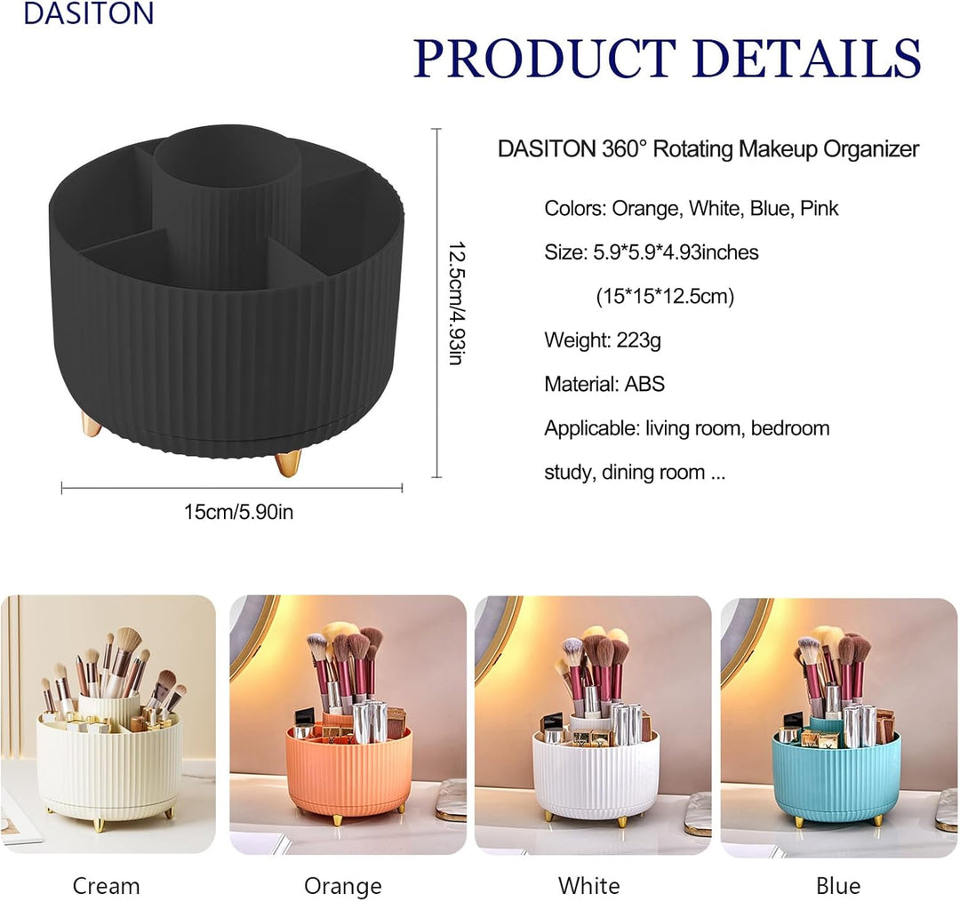 DASITON Make up Kosmetik Organizer mit 5 Fächern,360° Drehbarer Pinsel Organizer,Grosser Kapazität S