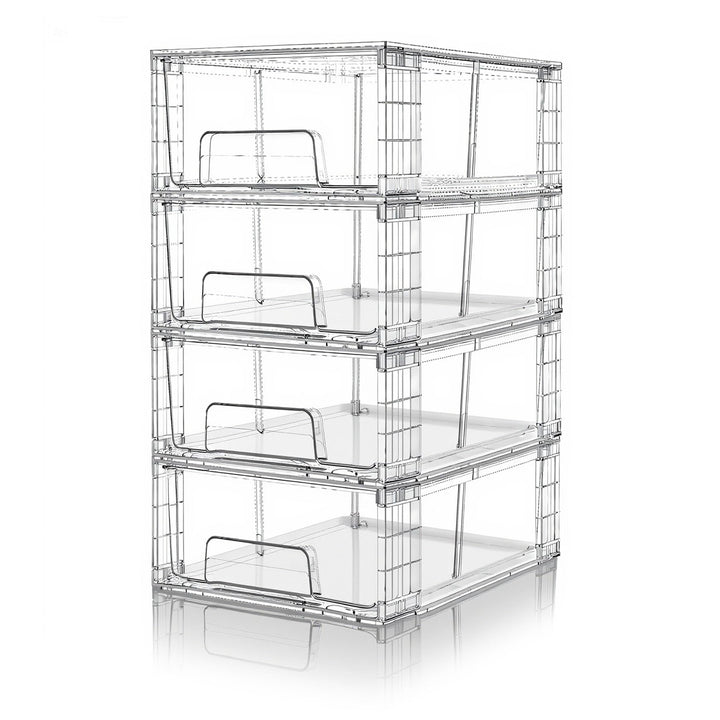 4er-Set Stapelbare Kleine Aufbewahrungsschubladen, Acryl Organizer mit Griffen, Kunststoffboxen für