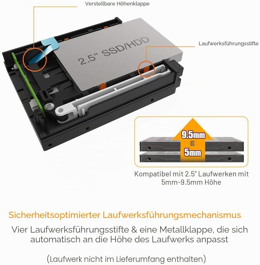 ICY DOCK flexiDOCK MB522SP-B - Dock trägerlos für 2X 2,5 Zoll (6,4cm) SATA SSD/HDD in 1x 3,5 Zoll (8