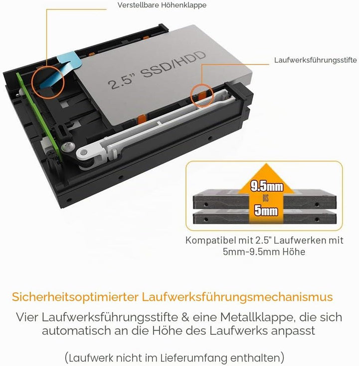 ICY DOCK flexiDOCK MB522SP-B - Dock trägerlos für 2X 2,5 Zoll (6,4cm) SATA SSD/HDD in 1x 3,5 Zoll (8