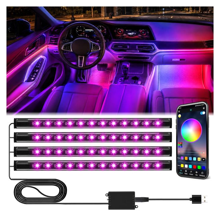 Winzwon LED Innenbeleuchtung Auto, Geschenke für Männer Frauen, Auto Zubehör LED Strip Innenraumbele