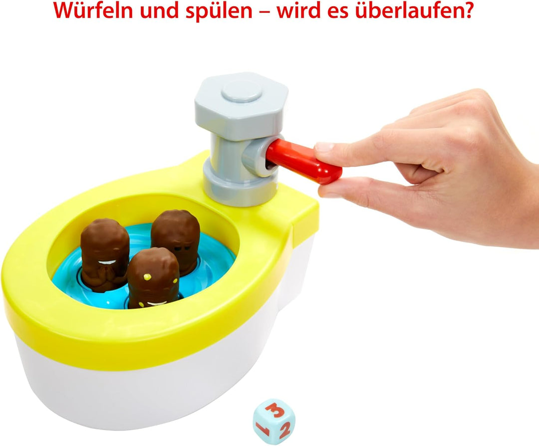Mattel Games Kacka Alarm Spiel, Voll Verstopft, Geschicklichkeitsspiel mit Toilette und Mister Kacka