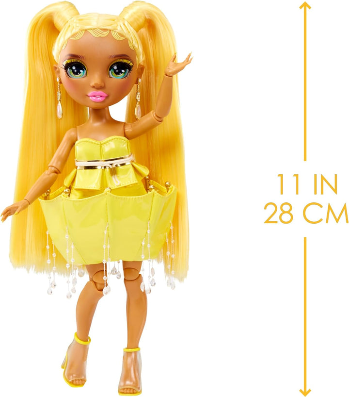 Rainbow High Fantastic Fashion Puppe - Sunny Madison - Gelbe Modepuppe und Spielset mit 2 Outfits &amp;