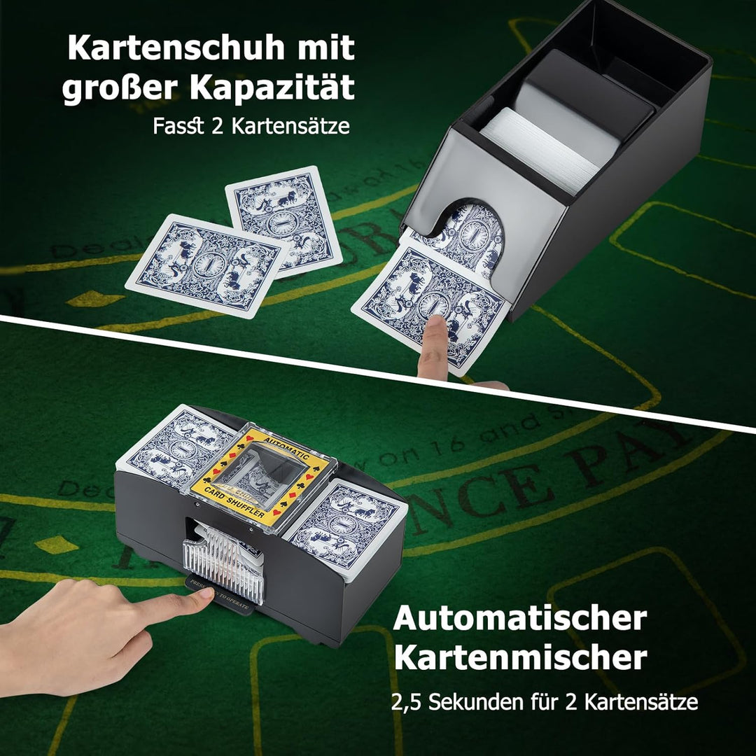 GOPLUS 300 Stück Pokerset, Pokerkoffer mit 2 Kartendecks & 5 Würfel & 3 Dealer-Buttons & Pokertuch &