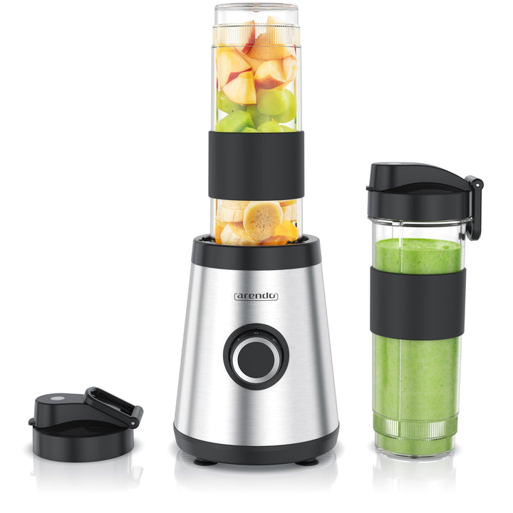 Arendo - Standmixer klein - 500 W – mini Smoothie Maker to Go - Mixer - zwei Becher – 500-570 ml – K