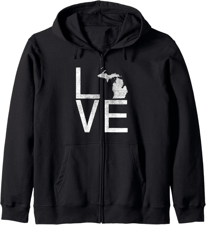 Stolze USA Fan-Staat - Michigan LIEBE Karte Michigan Kapuzenjacke