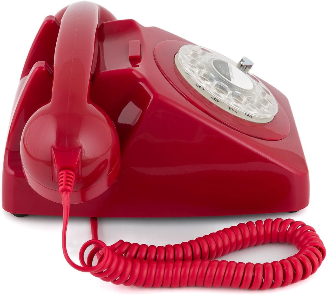 GPO 746ROTARYRED Retro Telefon mit Wählscheibe im 70er Jahre Design