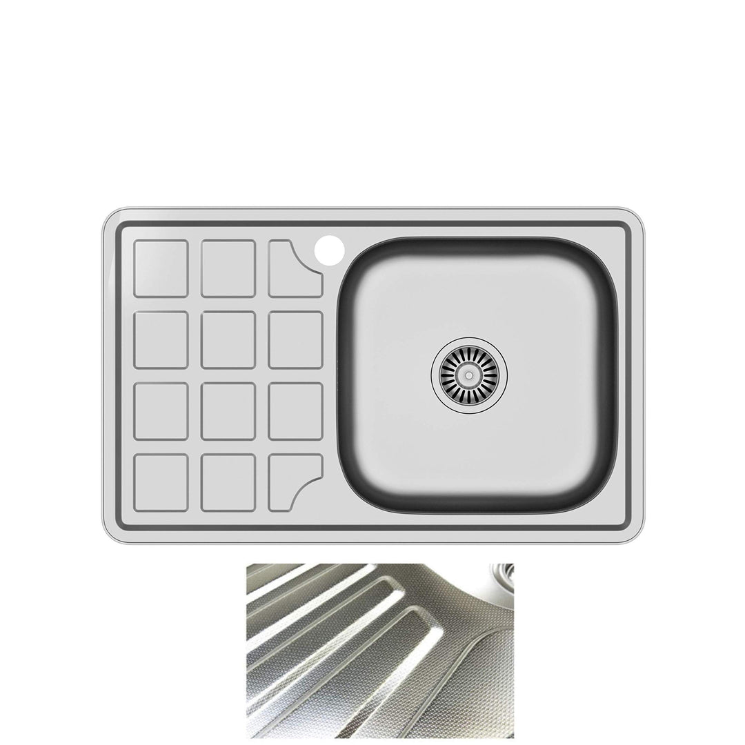 VBChome Einbauspüle 78x48 Leinenstruktur ab 50er Unterschrank Edelstahl Küchenspüle Spüle Ablagefläc