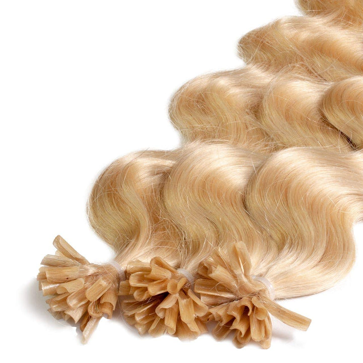 hair2heart Premium Extensions Echthaar Bondings Gewellt - 50 Strähnen 1g 60cm 9/0 lichtblond 