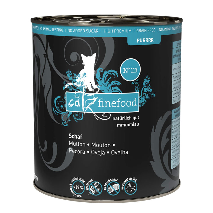 catz finefood Purrrr Schaf Monoprotein Katzenfutter nass N° 113, für ernährungssensible Katzen, 70%