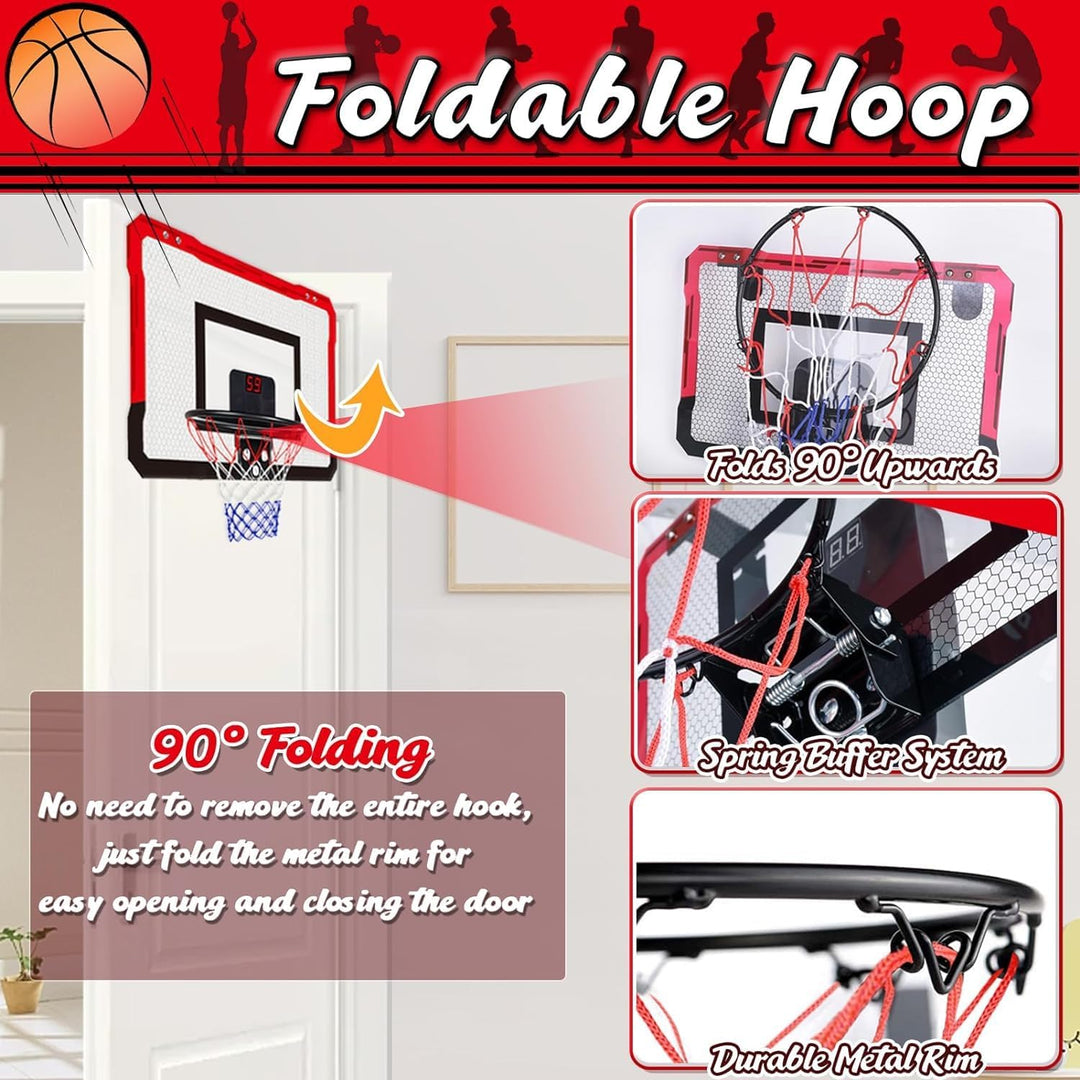 TEUVO Basketballkorb für Kinder und Erwachsene, Strong Indoor Mini Basketballkorb für Tür mit Pumpe,