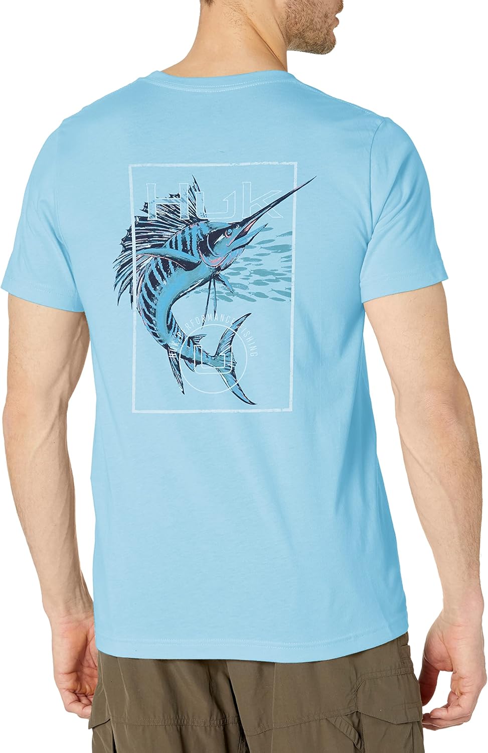 HUK Herren Short Sleeve Tee | Performance Fishing T-Shirt kurzärmelig S Marlin Shine – Ostsee Heathe