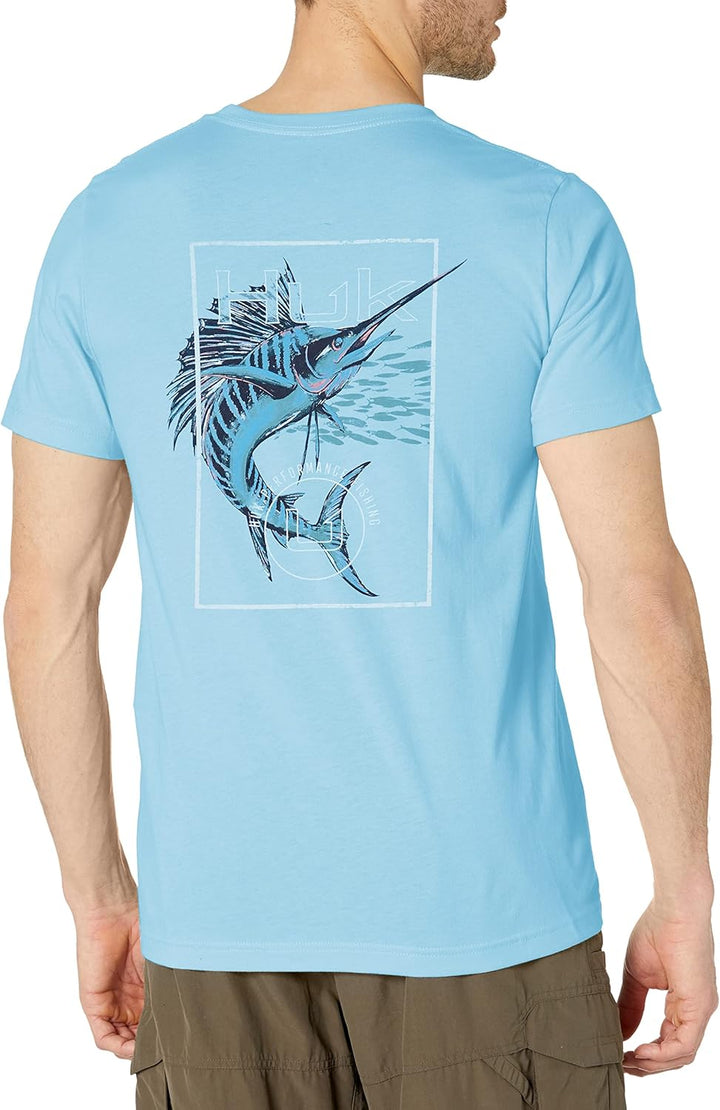 HUK Herren Short Sleeve Tee | Performance Fishing T-Shirt kurzärmelig S Marlin Shine – Ostsee Heathe