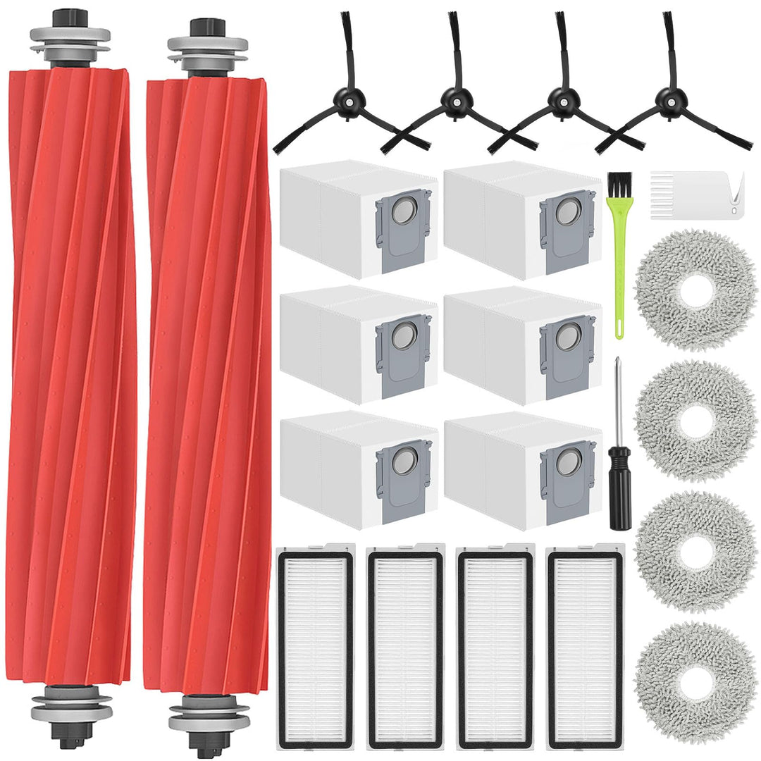 Zubehörset für Roborock Qrevo S/Qrevo Pro/Qrevo MaxV/Qrevo Plus Staubsauger,2 Hauptbürsten, 4 HEPA-F
