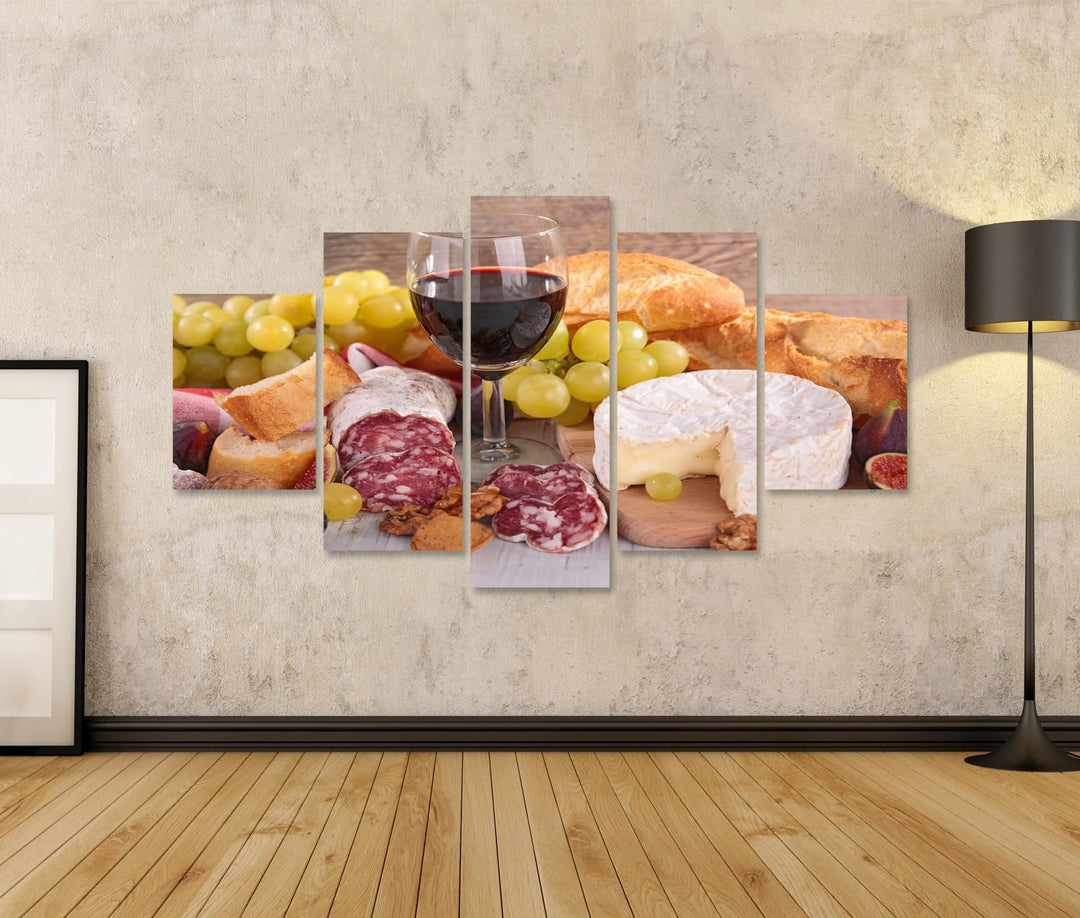 islandburner Bild auf Leinwand Wein Käse Wurst Und Brot Küchenbild Bilder Wandbilder Poster Leinwand