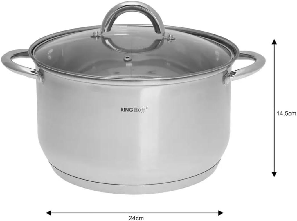 6-teilig Topfset mit Deckel Induktion Topf Glasdeckel (Silber, Model 2) Ø18,20,24cm, Ø18,20,24c