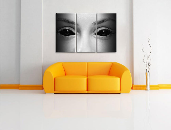 Pixxprint Böse Dämonenaugen Kunst B&W als Leinwandbild/Grösse: 3 Teilig (120x80) cm/Wandbild/Kunstdr