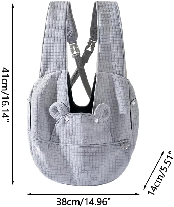 Hundetragetasche, Atmungsaktive Hund Reisen Tasche aus Gestepptem Stoff für Hunde und Katzen Grau, G