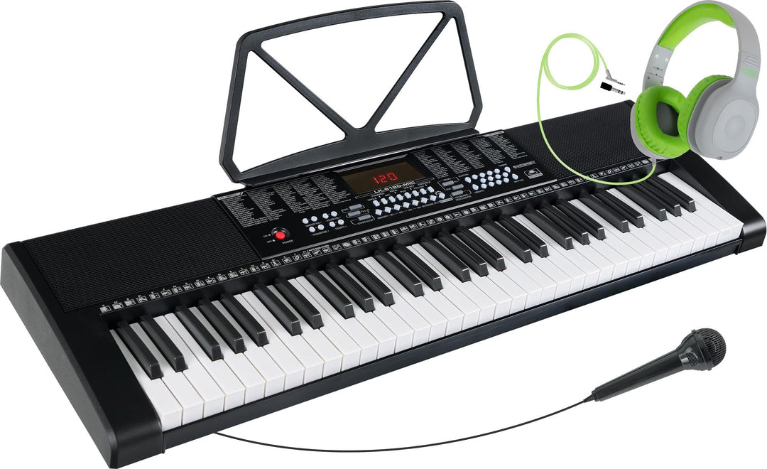 McGrey LK-6120-MIC Keyboard mit Mikrofon & Kinderkopfhörer Set - Einsteiger-Keyboard mit 61 Leuchtta