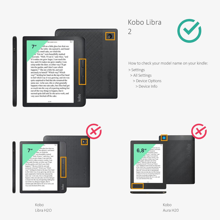 kalibri Klapphülle kompatibel mit Kobo Libra 2 - Leder Hülle eReader mit Litchi-Struktur - Schwarz,