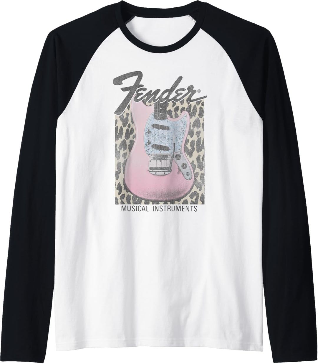 Fender Pink Grunge Leopard Guitar & Logo Raglan