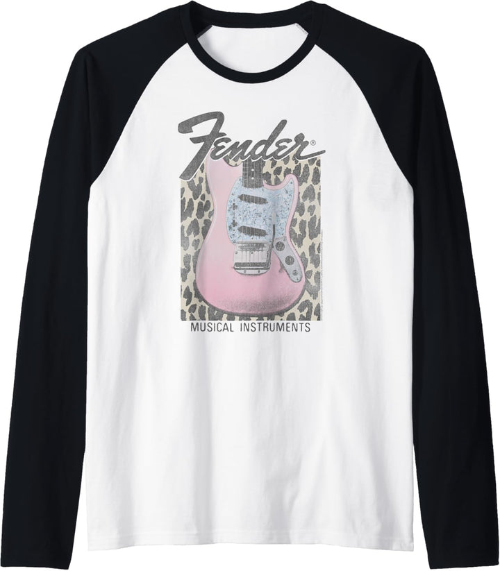 Fender Pink Grunge Leopard Guitar & Logo Raglan