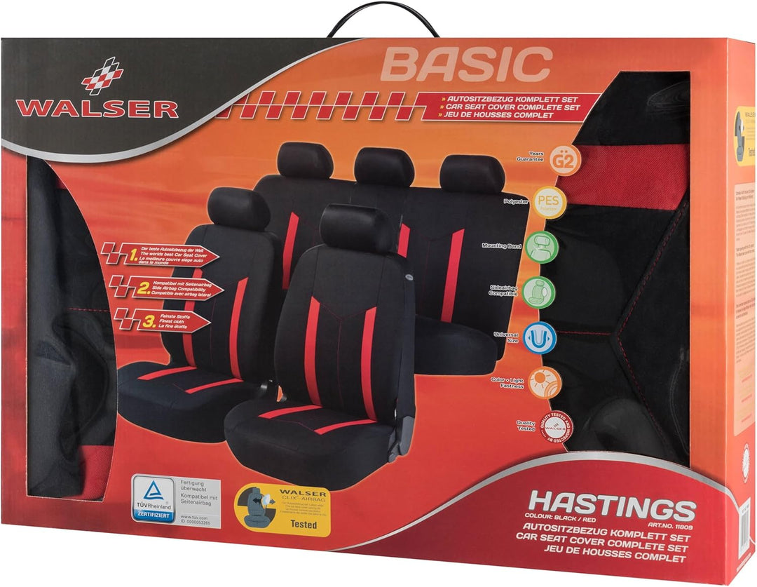 Walser Auto-Sitzbezug Komplettset Hastings, Schonbezüge-Auto, Komplettset, 2 Vordersitzbezüge, 1 Rüc