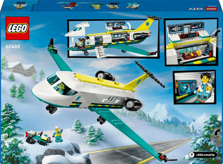 LEGO City Notfallrettungsflugzeug – Set mit Flieger, Schneemobil und 4 Mini-Figuren: Rettungssanität
