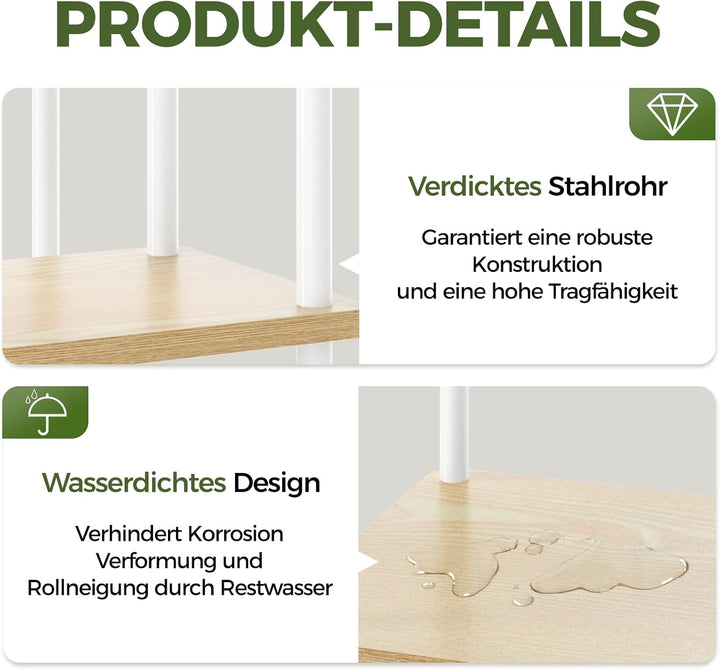 Bamworld Pflanzenständer für den Innenbereich, 5 Etagen, Metall, Pflanzenregal, weiss, Pflanzenhalte