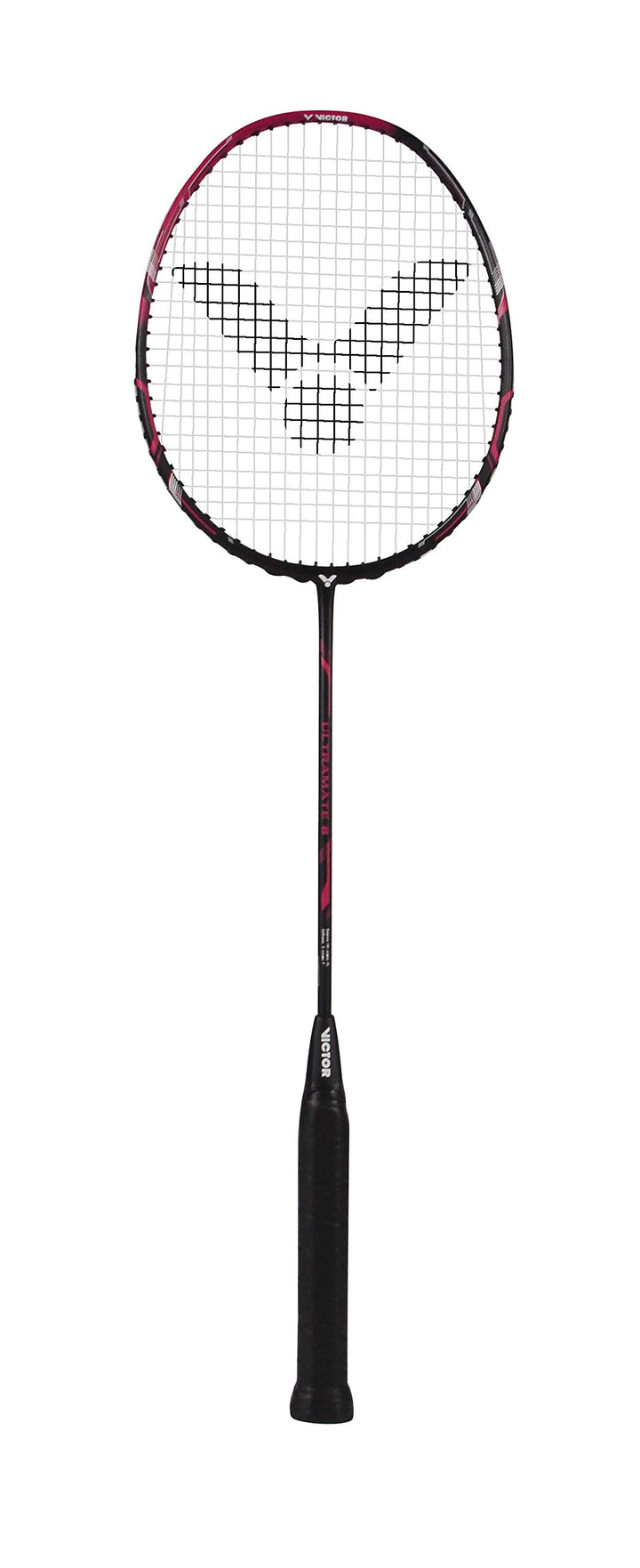 VICTOR Ultramate 8 Badmintonschläger, 100% Graphit, als Schläger oder Set Schwarz/Magenta Single Sin