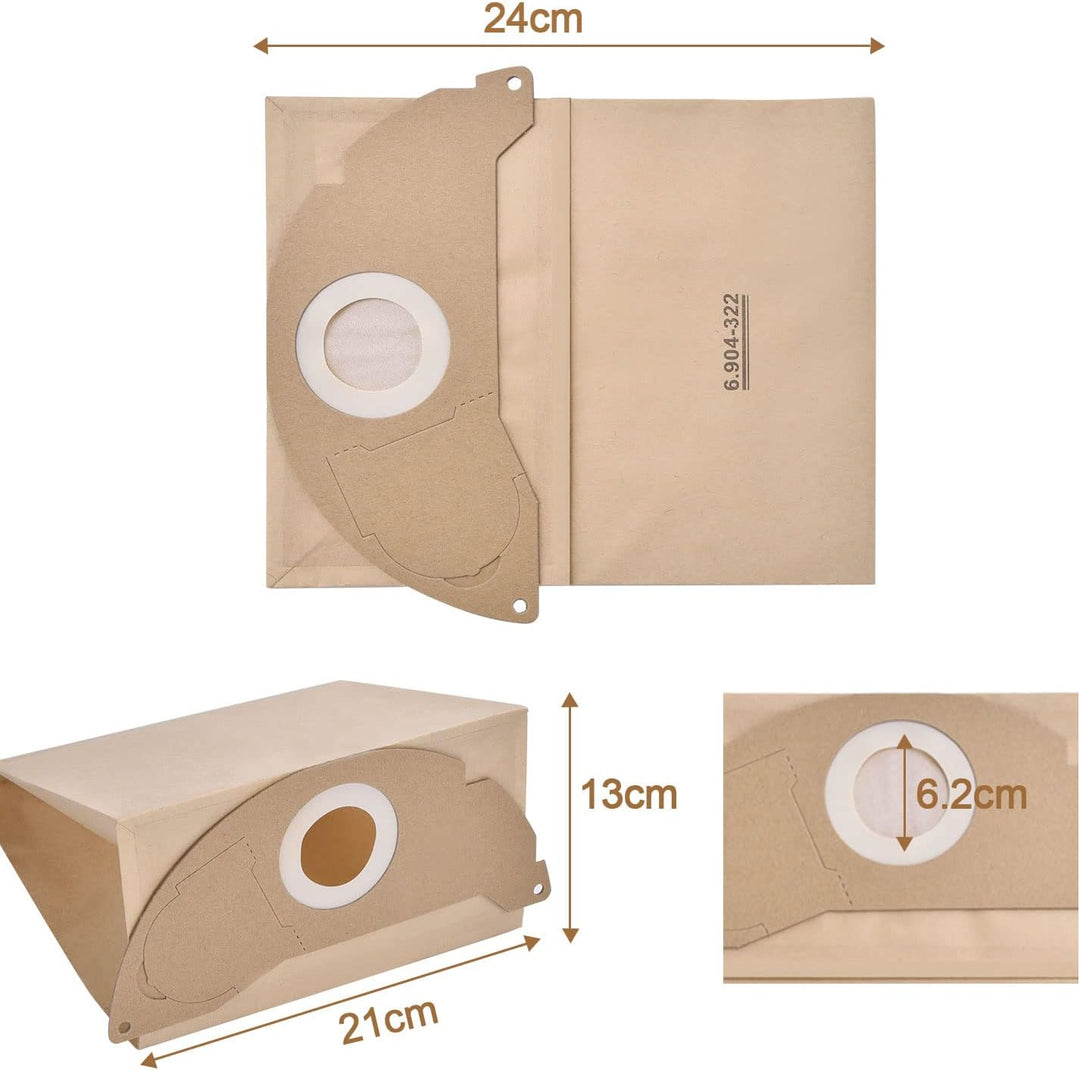 Rebirthcare 15 Stück 6.904-322.0 Staubsaugerbeutel für Kärcher WD2 Beutel Filtertüten WD2 Premium MV