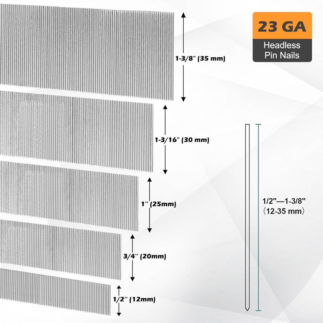 KIMSING 23 Gauge Edelstahl Micro Pin Nägel 9.000 Stück/Box, 3/4 Zoll (20 mm) kopflose Stifte passend