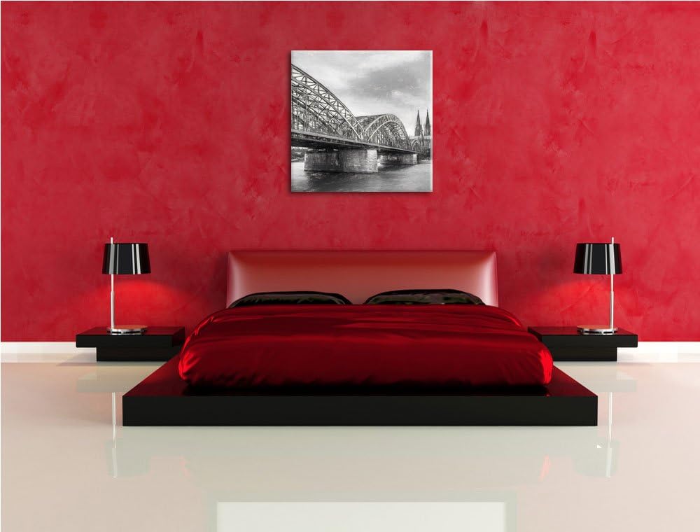 Pixxprint Hohenzollern Brücke und Kölner Dom, Format: 70x70 auf Leinwand, 70x70