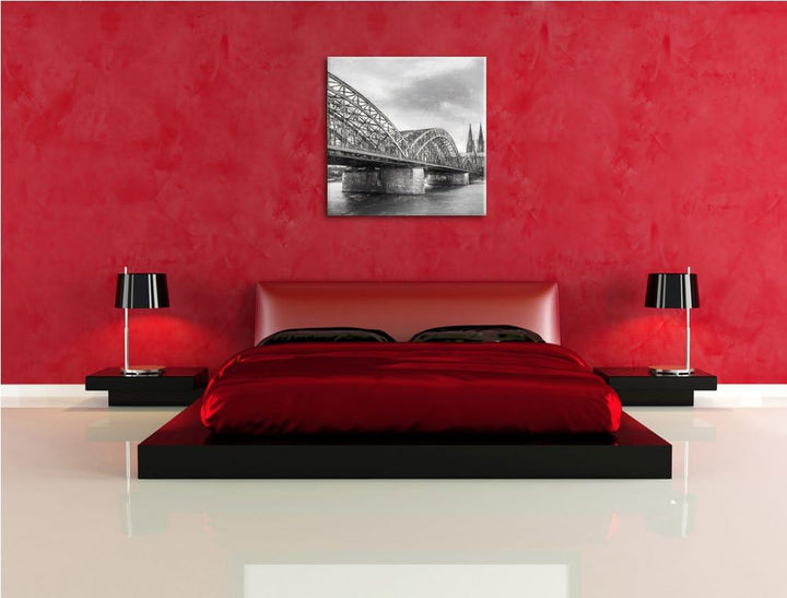 Pixxprint Hohenzollern Brücke und Kölner Dom, Format: 70x70 auf Leinwand, 70x70