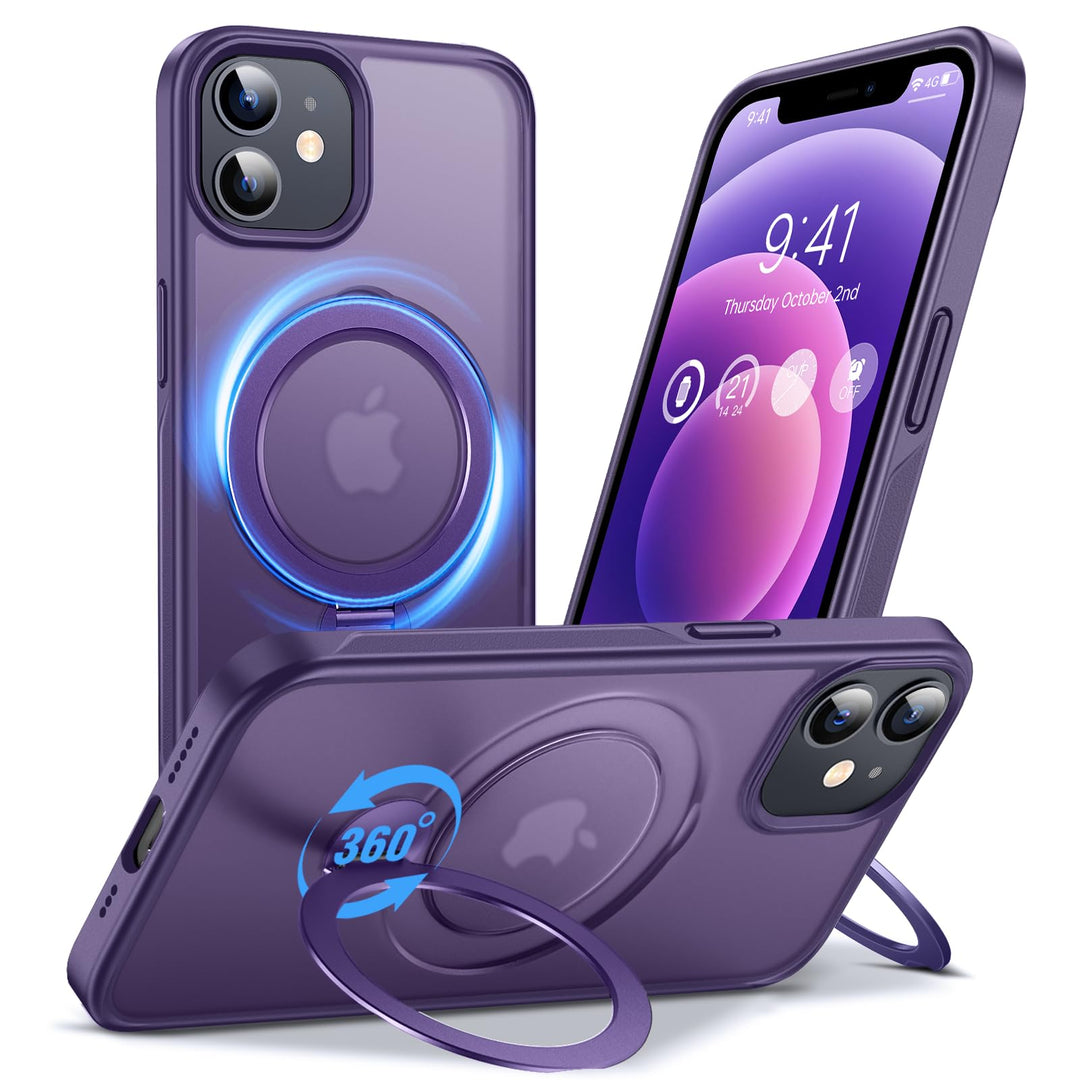 Anqrp 360° All-in-One-Ständerhülle für iPhone 12/12 Pro Hülle mit Rotierbarem Magnetischem Ständerri