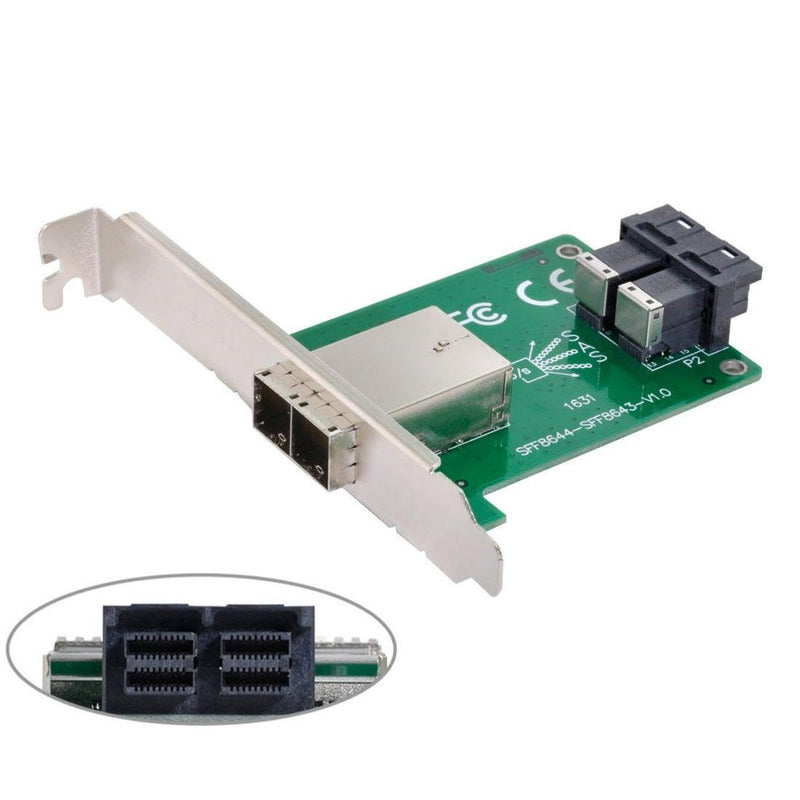 chenyang Mini SAS 2 SFF-8644 zu 2 SFF-8643 HD Data Server Converter Adapter mit Klammer 2 SFF-8644 t