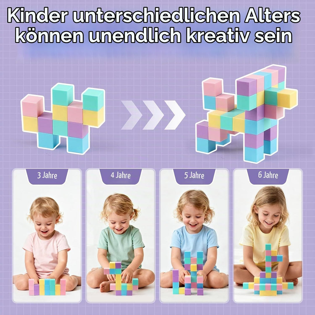 45 Pcs Magnetische Bausteine Blöcke für Kinder, 2.5cm Mini Magnetische Bauklötze, Magnetic Building