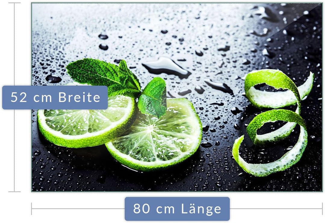 Herdabdeckplatte Abdeckung Ceranfeld Abdeckplatte Schneidebrett 1-Teilig 80x52 Lemon Grün Spritzschu