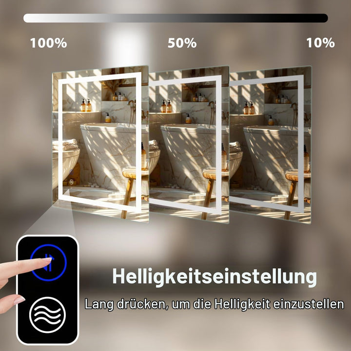 SaniteModar LED Badspiegel 60x100cm, Badezimmerspiegel mit Beleuchtung Beschlagfrei, Wandspiegel mit